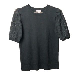 🌸 14th & UNION Crochet Lace Sleeve Shirt